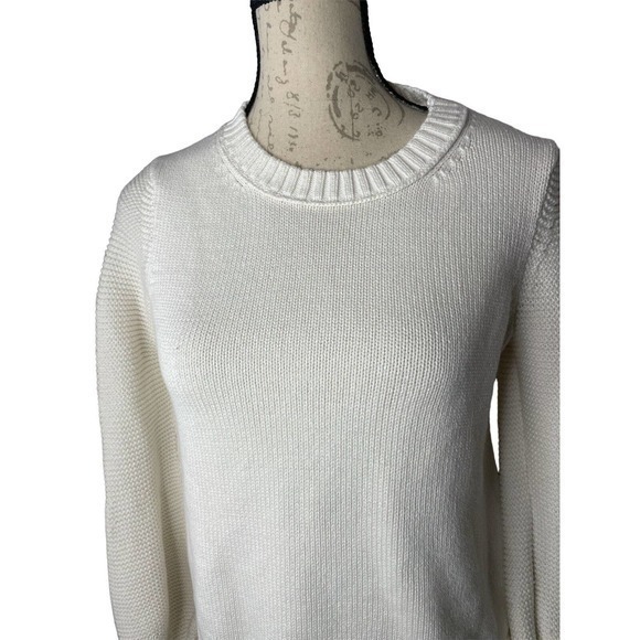LOFT Detail Crew Neck Sweater Cream Women’s Size XSmall - Picture 2 of 6